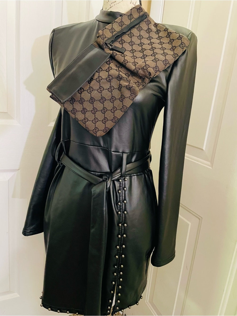 Gucci Black and Brown GG Monogram Crossbody Bag unisex